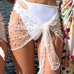 White sheer Pearl sarong one size